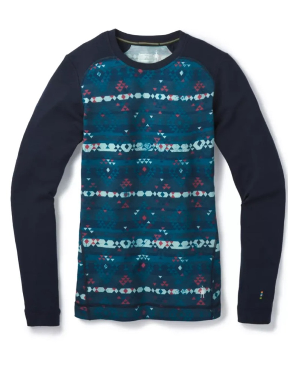 Smartwool Merino 250 Baselayer Pattern Crew Small in Black Digital Snowflake